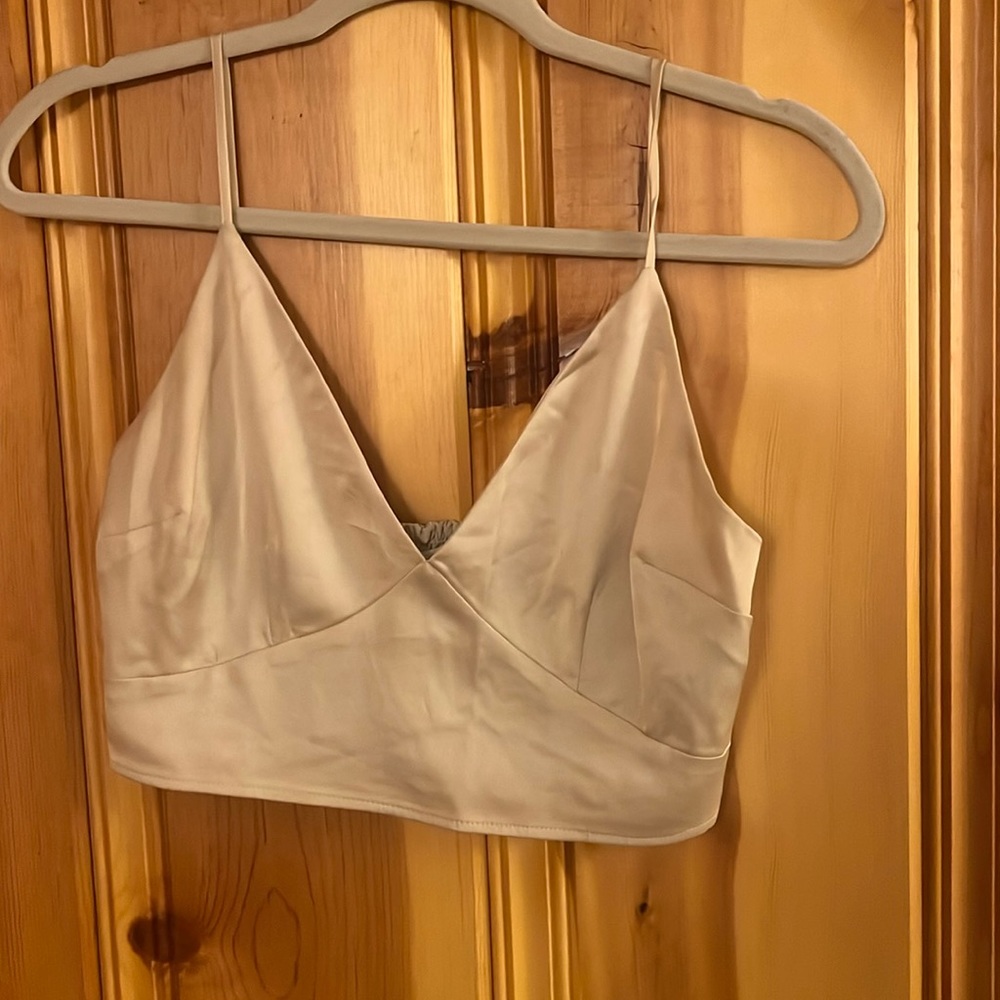 A&F Champagne Satin Tank Crop
